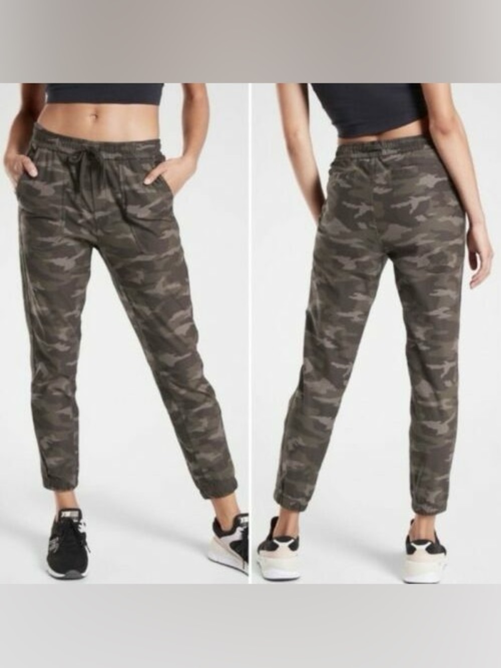 Athleta Olive Camo Drawstring Joggers